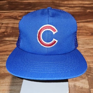 Vintage Chicago Cubs Hat Cap Blue Snap Back Annco Trucker Mesh Baseball MLB VTG