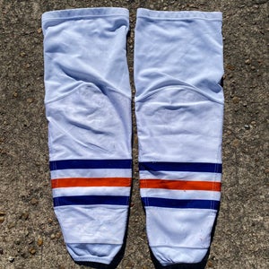 CCM Edge Pro Stock Game Socks Edmonton Oilers White Kevlar Backing 37821