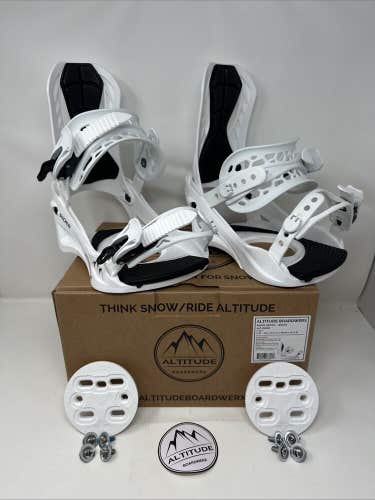 MEN'S ALTITUDE "RIDER" 4X4 BURTON SNOWBOARD BINDINGS (white) S/M 6-8.5