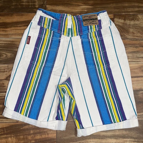 Vintage Union Bay Shorts Size 9/10 Color Block Striped Denim 90s