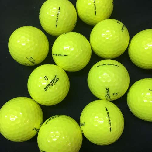 12 Near Mint AAAA Yellow Titleist Tour Soft Used Golf Balls