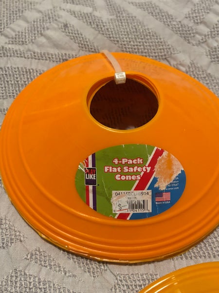 Lot of 8 Flat Safety Training Cones Orange Brand New