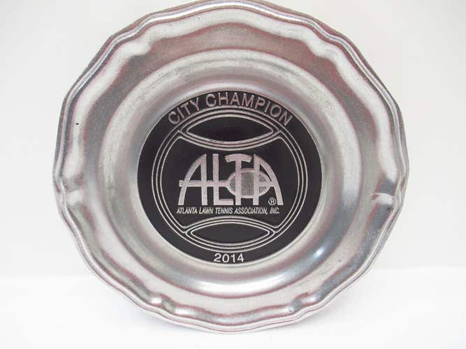 2014 ALTA (ATLANTA LAWN TENNIS ASSOCIATION) CITY CHAMPIONS PEWTER PLATE (~10.5")