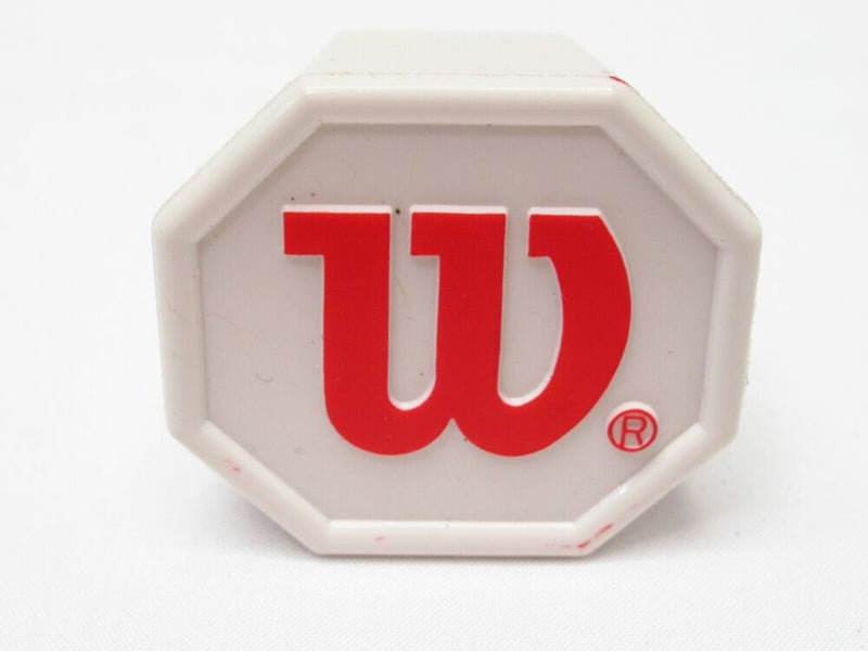 **NOS** WILSON WHITE / RED STYLE TENNIS RACQUET BUTTCAP (#3: 4 3/8) + STAPLES