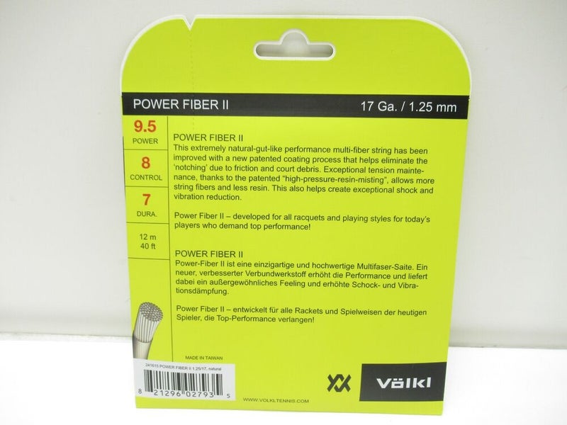 THREE (3) SETS: VOLKL POWER FIBER II 17 (1.25) MULTIFILAMENT TENNIS STRING (NAT)