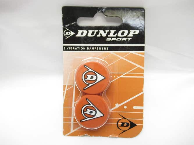 *NOS* 2 PACK: DUNLOP "LOGO" VIBRATION DAMPENERS FOR TENNIS RACQUETS (ORANGE)
