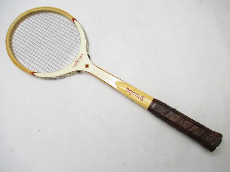 VINTAGE SPALDING "WORLD OPEN" WOODEN TENNIS RACQUET. ANTIQUE / DISPLAY