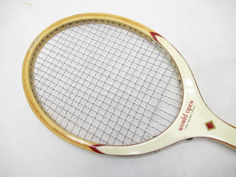 VINTAGE SPALDING "WORLD OPEN" WOODEN TENNIS RACQUET. ANTIQUE / DISPLAY