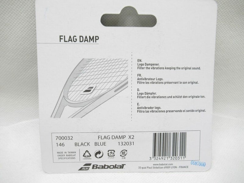 PACK OF 2X BABOLAT "FLAG DAMP" TENNIS RACQUET VIBRATION DAMPENERS (BLUE/BLACK)