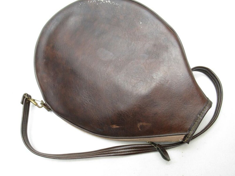VINTAGE CANVAS SINGLE ZIPPERED TENNIS RACQUET COVER WITH STRAP