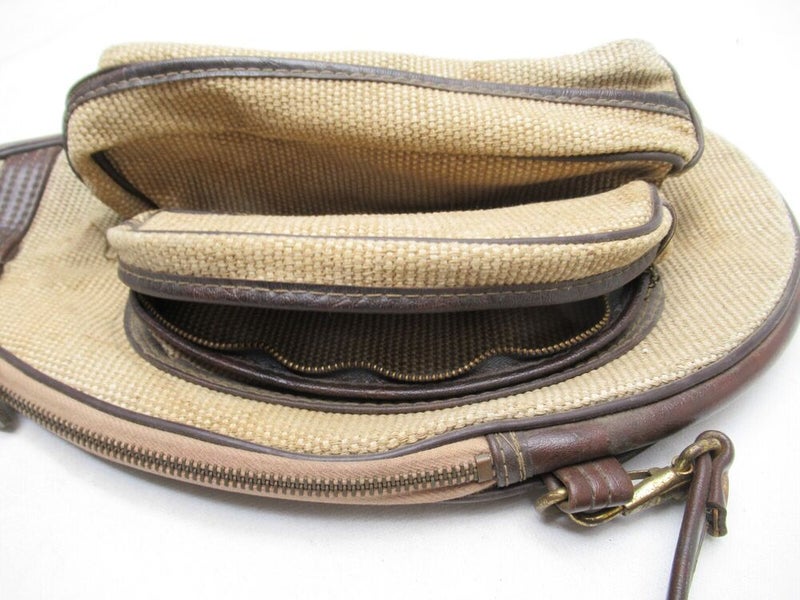 VINTAGE CANVAS SINGLE ZIPPERED TENNIS RACQUET COVER WITH STRAP