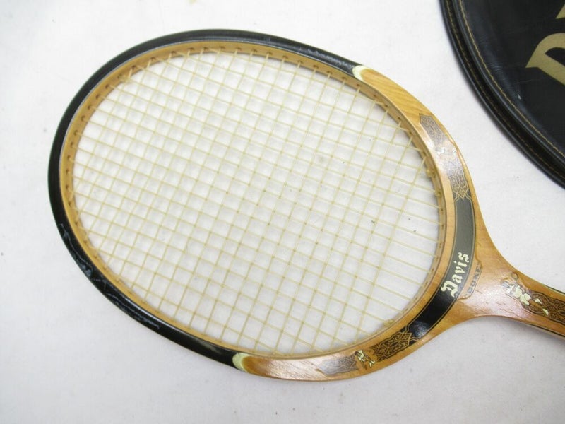 VINTAGE TAD DAVIS "DUKE" WOODEN TENNIS RACQUET. ANTIQUE / DISPLAY + COVER