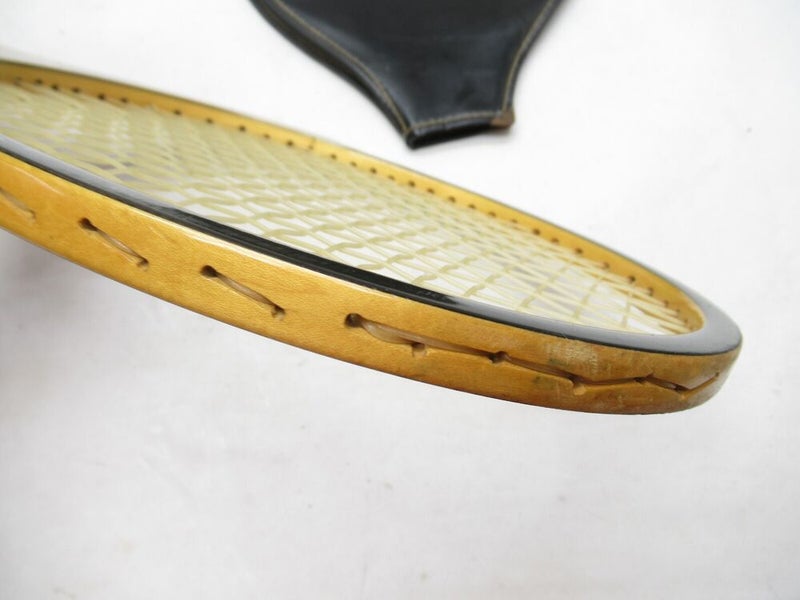 VINTAGE TAD DAVIS "DUKE" WOODEN TENNIS RACQUET. ANTIQUE / DISPLAY + COVER