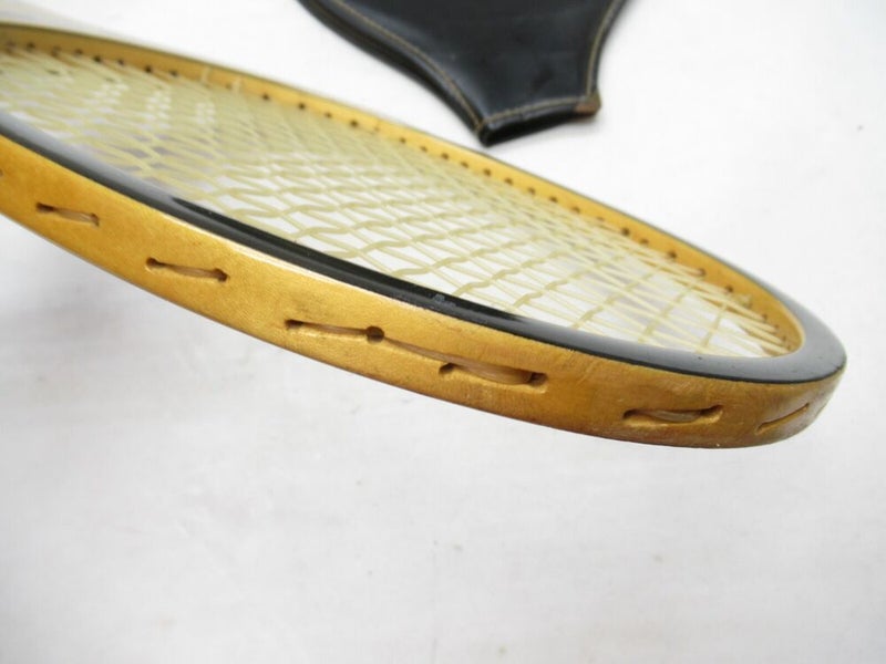 VINTAGE TAD DAVIS "DUKE" WOODEN TENNIS RACQUET. ANTIQUE / DISPLAY + COVER