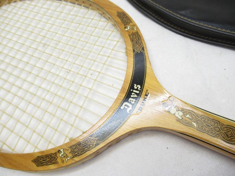 VINTAGE TAD DAVIS "DUKE" WOODEN TENNIS RACQUET. ANTIQUE / DISPLAY + COVER