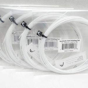 4 SETS: HEAD SYNTHETIC GUT 17 (1.25) WHITE TENNIS STRING BULK/DEMO PACKAGE