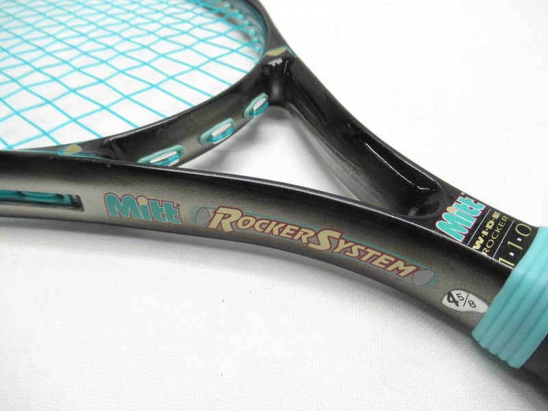 MITT WIDE ROCKER 110 TENNIS RACQUET (4 5/8) LONG STORAGE/NEW GRIP + EXTRA PARTS