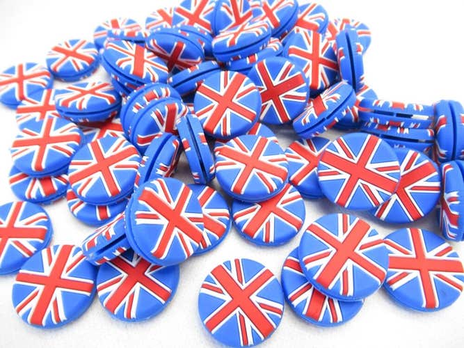 *NEW* TWO (2X) "UNITED KINGDOM FLAG" VIBRATION DAMPENERS FOR TENNIS RACQUETS