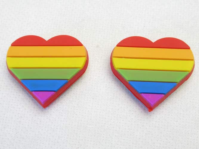 TWO (2X): "PRIDE / HEART" STYLE TENNIS RACQUET VIBRATION DAMPENERS