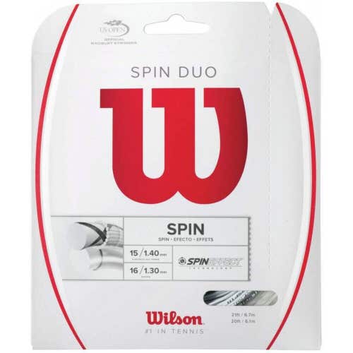 TWO (2X) SETS: WILSON SPIN DUO (16g/15g) POLY/SYN GUT HYBRID TENNIS STRING