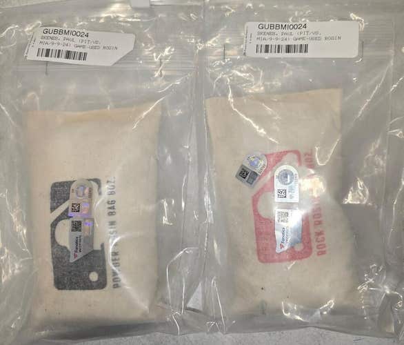 Pirates PAUL SKENES Game Used BOTH Rosin Bag Bags 9-9-24 vs Marlins COA