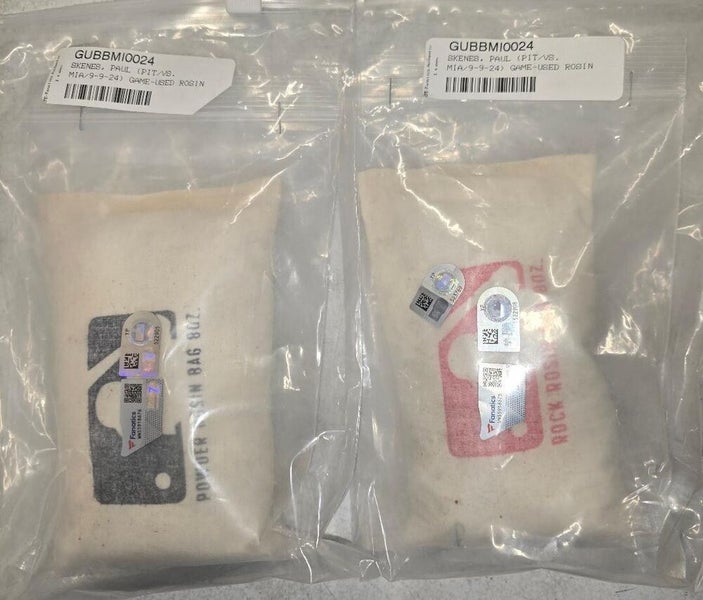 Pirates PAUL SKENES Game Used BOTH Rosin Bag Bags 9-9-24 vs Marlins COA