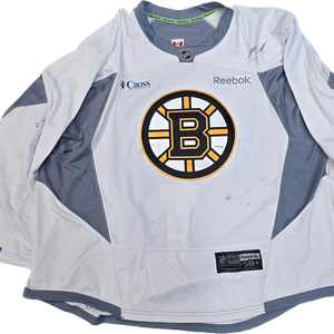 Reebok Edge 3.0 Custom Pro Stock Hockey Practice Jersey Boston Bruins White Used 58+ Goalie Cut