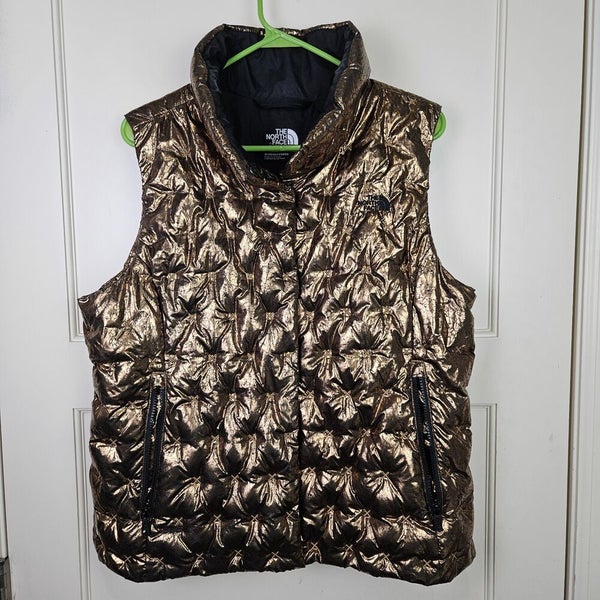 The North Face Holladown 550 Down Puffer Vest Metallic Crackled Gold Size: XL