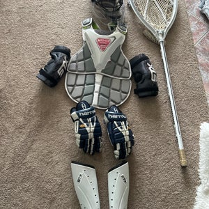 Lacrosse goalie set up. Full set up. Meets all NOCSAE standards.