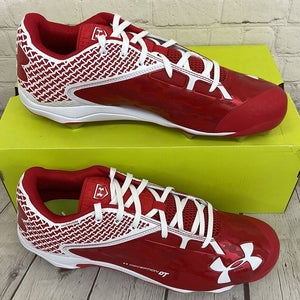Under Armour 1264165-611 Deception Low DT Men's Baseball Cleats Red White US 11