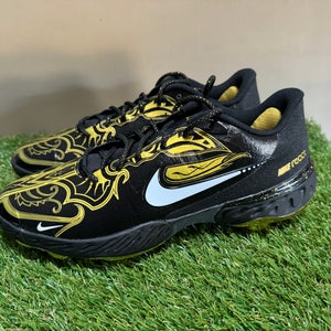Nike Alpha Huarache Elite 3 Low Baseball Cleats Black Gold Men's 10 CV3553-001