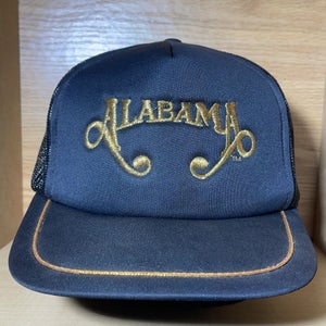 Vintage Alabama Trucker Hat Snapback Cap Black Gold Country Rock Music Band 90s