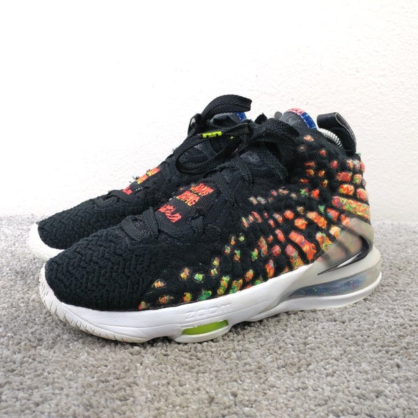 Nike Lebron XVII 17 Boys 5.5Y Shoes Black Orange Sneakers James Gang BQ5594-005