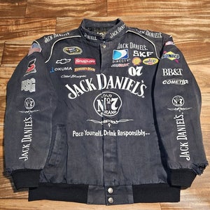 Vintage Jack Daniel's Old No. 7 Whiskey Nascar Distessed Vtg Racing Jacket Sz L