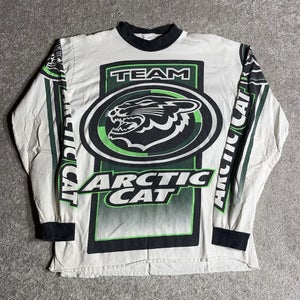 Vintage 90s Team Arctic Cat Snowmobile Long Sleeve AOP Jersey Fox Motocross Sz L