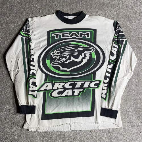 Vintage 90s Team Arctic Cat Snowmobile Long Sleeve AOP Jersey Fox Motocross Sz L