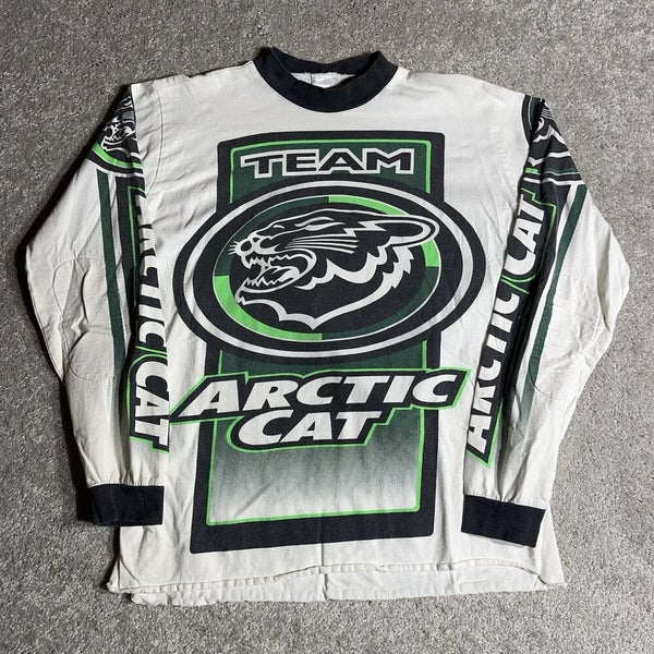 Vintage 90s Team Arctic Cat Snowmobile Long Sleeve AOP Jersey Fox Motocross Sz L