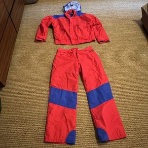 Vintage White Sierra Two Piece Zips Together Ski Suit Red Xl