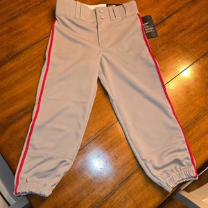 Gray with Red Piping Unisex Small Youth Champro Game Pants (New with Tags)