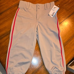 Gray with Red Piping Unisex Medium Youth Champro Knicker Game Pants (New with Tags)