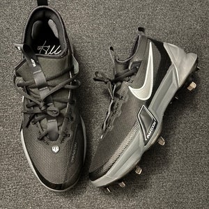 Nike Force Zoom Trout 9 Elite Black/Silver Low Metal Baseball Cleats Size 11