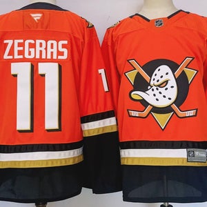 Anaheim Ducks 11 Trevor Zegras Orange Hockey Jersey size 52
