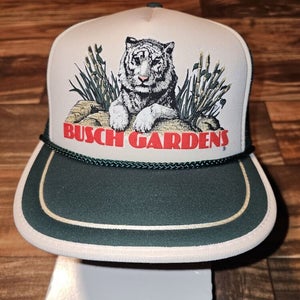 Vintage Busch Gardens Mesh Trucker Rope White Lion Promo Hat Cap Vtg Snapback