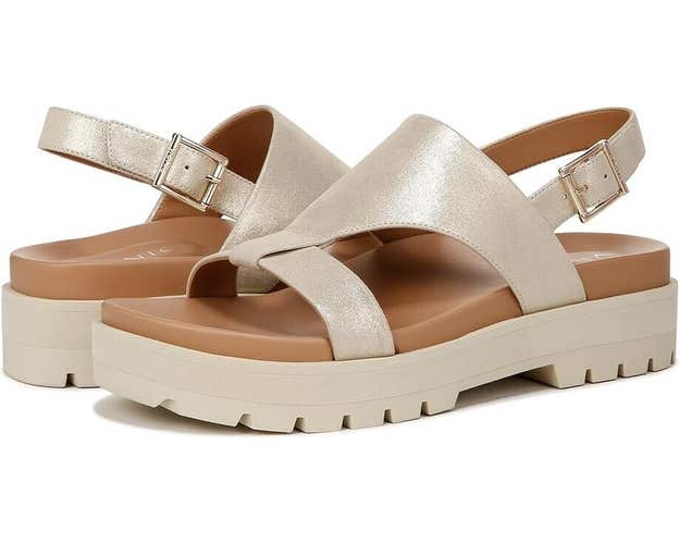 Vionic Alondra Lug I9855L2700 Sandals Women's US 9 Gold Leather Slingback P139