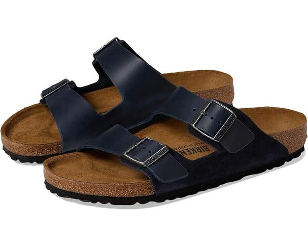 Birkenstock Arizona Slide Unisex US 10W/8M Navy Oiled Leather Slip On Sandal P43
