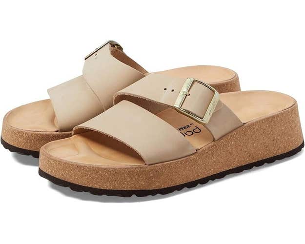 Papillio by Birkenstock Almina Slide Unisex 6W/4M Sandcastle Nubuck Sandal P66