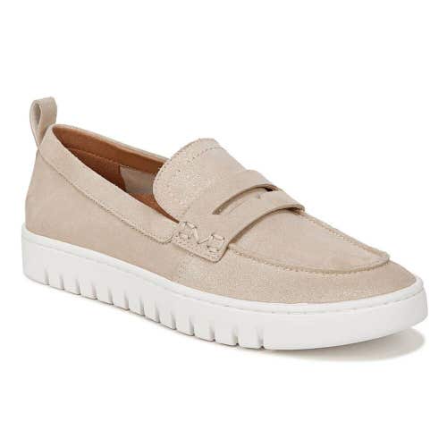 Vionic Uptown Flat Women's US 9 Gold Leather Slip On Comfort Loafers Shoes P138