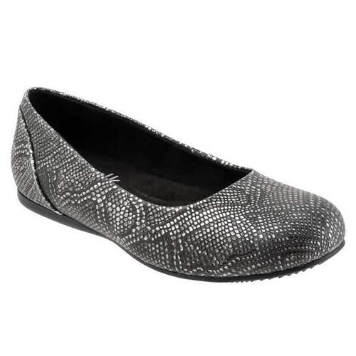 SoftWalk Sonoma Ballet Flat Women's US 6.5 Black Snake Print Leather Slip-On P2