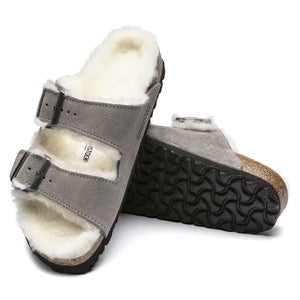 Birkenstock Arizona Shearling 1017402 Sandal Unisex 7W/5M Gray Suede Slip-On P10