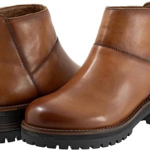 Softwalk Elmhurst Bootie Women's US 8.5 Luggage Leather Back Zip Ankle Boots P97